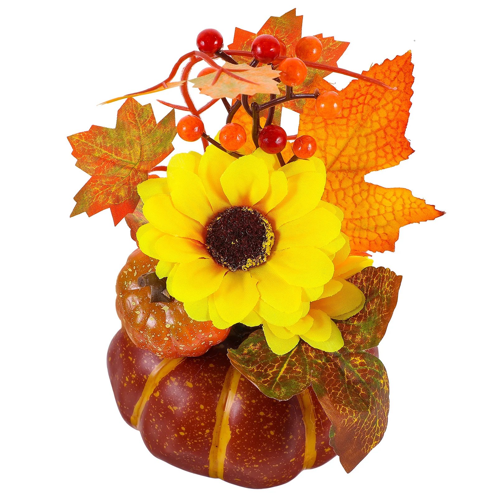

ABOOFAN 1pc Thanksgiving Pumpkin Ornament Artificial Bouquet Faux Sunflower Foam Decor Desktop Photo Props Silk