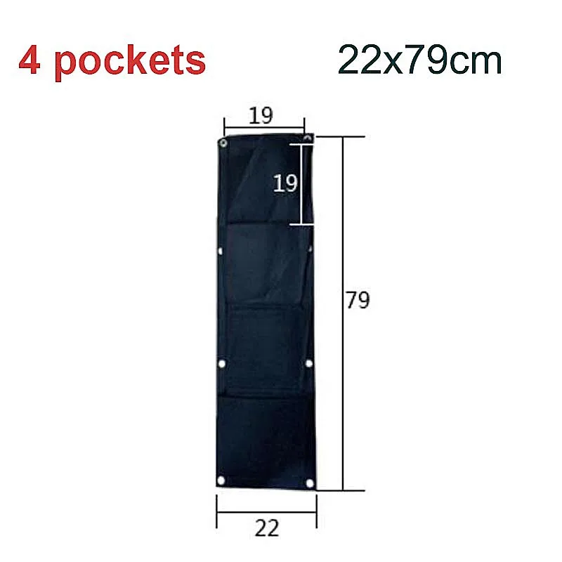 4 Pockets Flowers Bags Black Wall-mounted Planting Bag Vertical Plant Bag Vegetable Life Household Items Flower Pots Home Jardin