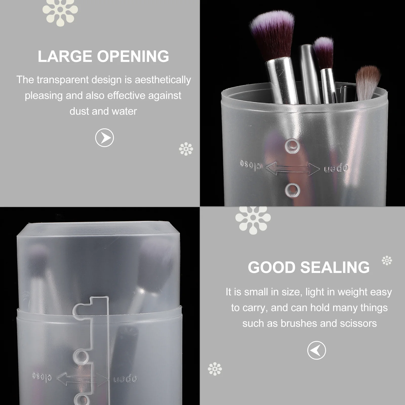 

3Pcs Travel Makeup Brush Holder Dustproof Clear Case Retractable Brush Storage Container Waterproof Organizer for Women Girls