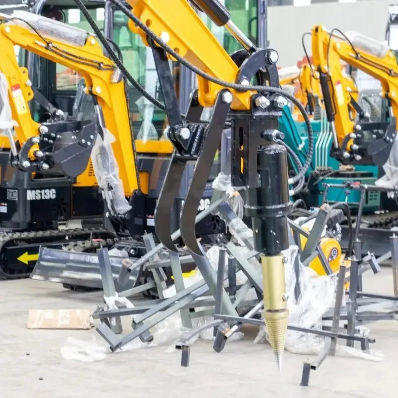 

Excavator Using Cone Log Splitter for Use