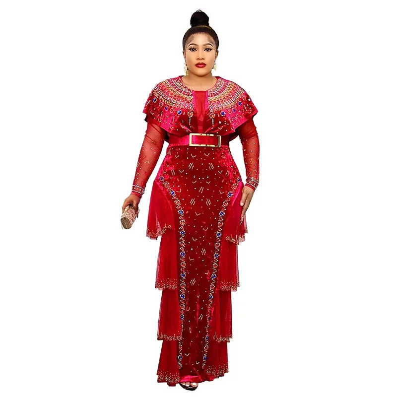 2022 Bodycon Long Maxi Dress African Dresses for Women Sexy Spring African Women Long Sleeve Plus Size Long Dress