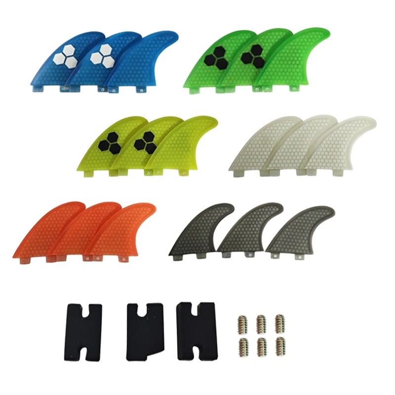 

S Tri Fins Surfboard Fins UPSURF FCS Fins G3 Thruster Set Surf Fin Fiberglass Honeycomb Fin Double Tabs Compatibility Kit