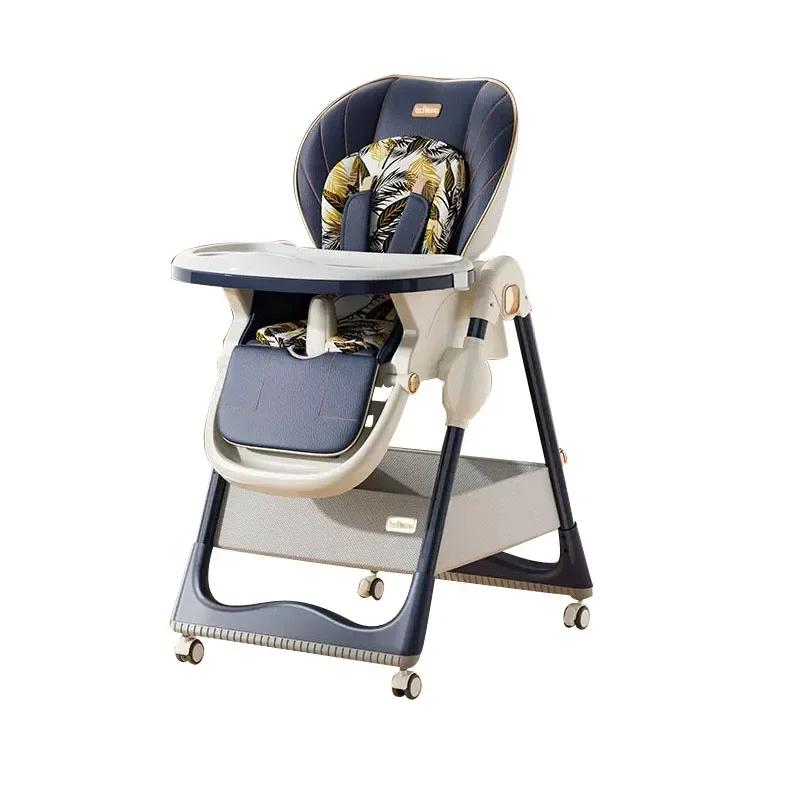 Baby Dining Chair Home Portable Multifunctional Foldable Feeding High Chair Mute Universal Wheel Children\'s Dining Chair