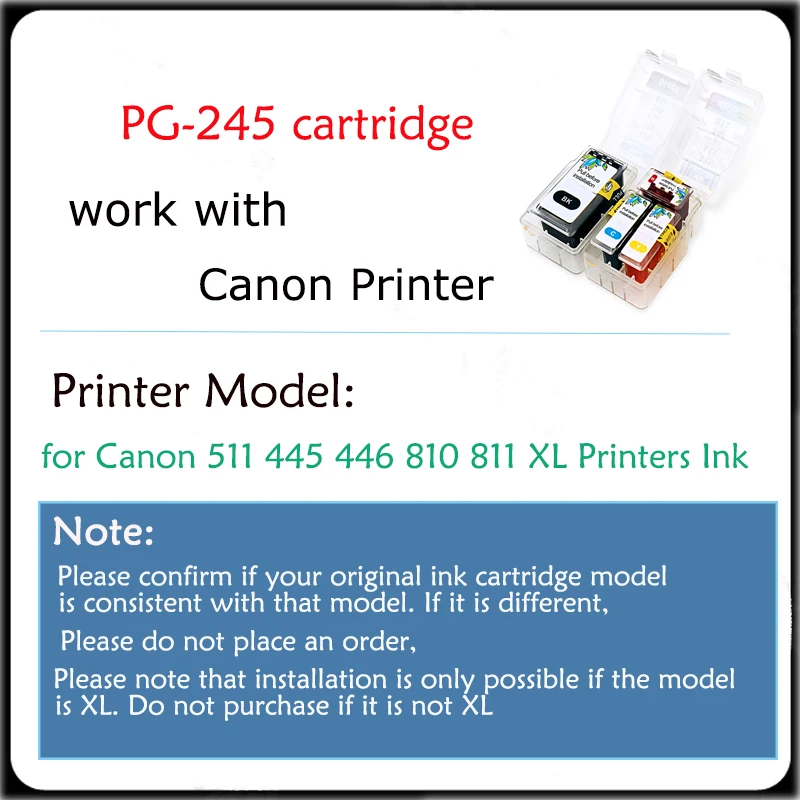 Vilaxh Cartridge PG245 CL246 Smart Refill Ink Cartridges For Canon PG245 CL246 Pixma iP2820 MX492 MG2924 MX492 MG2520 printer