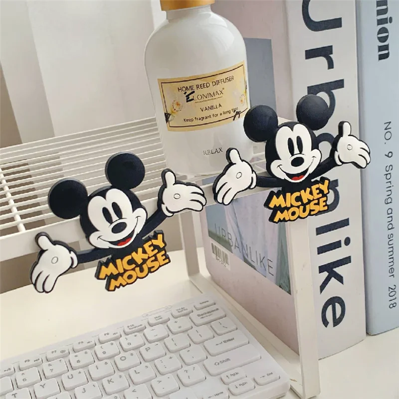 Disney Mickey น่ารักการ์ตูนที่มีประสิทธิภาพซ่อนแม่เหล็กกระเบื้อง DIY ตู้เย็นสติกเกอร์แขวนข้อความสติกเกอร์ตกแต่ง