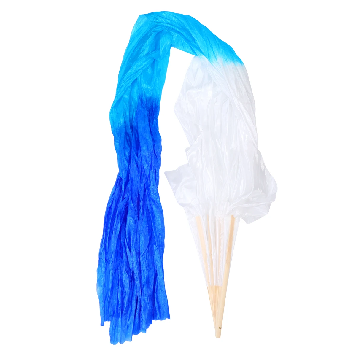 

1.8M Lengthened Gradient Color Fan Bamboo Frame Silk Foldable Dance Fan For Women Belly Dance Gift White To Dark Blue