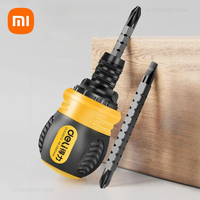 Xiaomi New Deli Ratchet Screwdriver Set Short Handle Cross Groove Drill Telescopic Dual Purpose Small Chrome Portable Home Tool