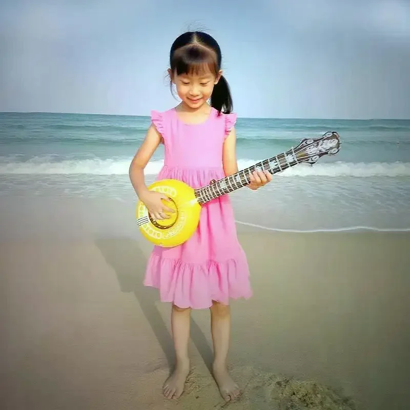 1Pcs Inflatable Instrument Portable Novelty Musical Instrument Props For Events And Parties Blow For Graduation Inflatable Banjo