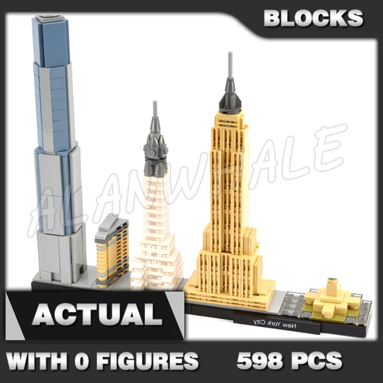 598pcs Architecture Skyline New York City Empire State Flatiron Chrysler Center 20028 Building Block toys Compatible With Model