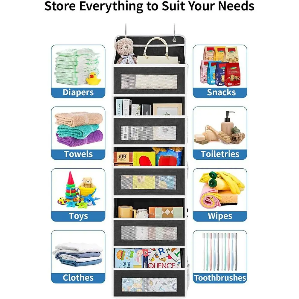 دائم 5-Layer فوق الباب حقيبة تخزين قابلة للحمل سعة كبيرة غير المنسوجة الباب المنظم رف أكياس متنوعة تخزين الباب #3