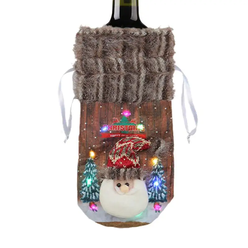 Christmas Bottle Cover Handmade Wine Protective Cover Lighted Christmas Wine Bottle Cover Holiday Wine Bottle Cover For