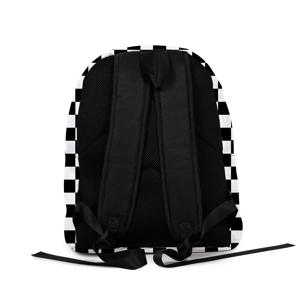 Popular Youthful Black and white School Bag Notebook Backpacks Boys/Girls 3D Print Oxford Waterproof Key Chain Small Travel Bags