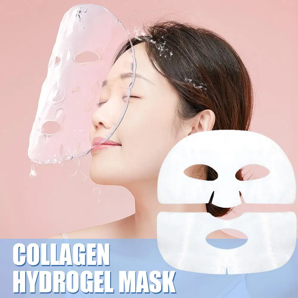 Máscara facial descartável com o filme do gel do colagénio, transparente, fino e hidratando, 3pcs