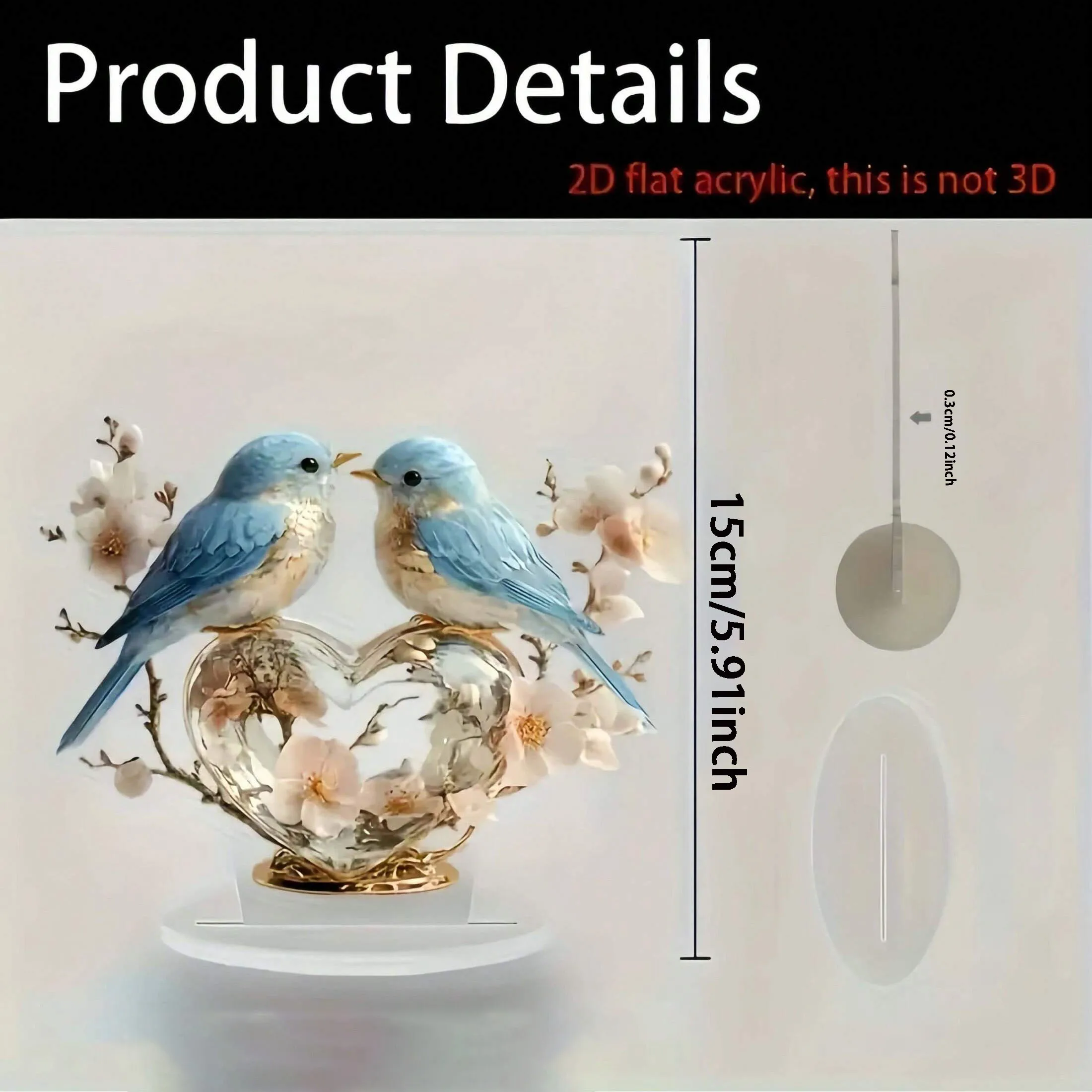 1 Stück niedliche Vogel-Desktop-Dekoration – Mehrzweck-Tischdekoration für Büro, Schlafzimmer, Wohnzimmer – ideale Wahl als Geschenk, 2D-Flach – Detail 9
