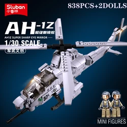 482PCS Air Force AH1Z  Aircraft Plane Helicopter Building Blocks Military War Series Model Bricks With Figures DIY Toys For Kids