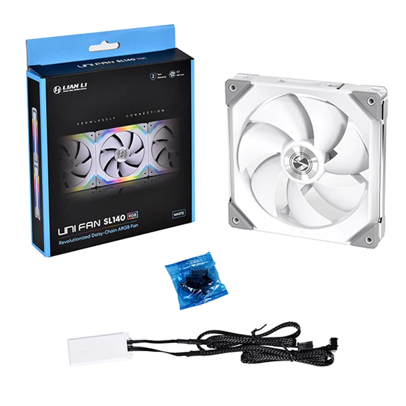 

LIANLI UNI SL140-1W/B Fan 5V 3PIN ARGB Support Motherboard Control,L-CONNECT No Controller Black ,White ,140MM Single Fan