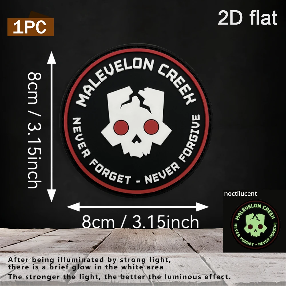 Specifications Available: 1Pc/2Pcs/3Pcs 2D Round Malevelon Creek Skull English Pvc Rubber Velcro Patch with Glow-In-The-Dark Effect, Includes Felt Backing, 3D Embossed Broken Skull Letter Pattern, Red and Black Color Contrast, Neatly Stitched Edges, Waterproof, Wear-Resistant, Non-Fading, Suitable for Tactical Vests, Workwear Backpacks, Military Fans, Game Decoration Patches