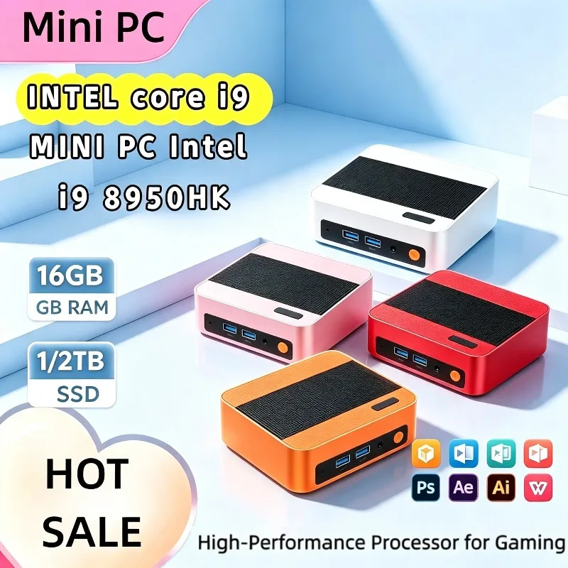 Intel i9-8950HK Compact Mini PC, 16GB RAM, 1TB/2TB M.2 SSD, WiFi 6, BT5.2, 4K 60Hz HD Output, Perfect for Gaming, Office Study.
