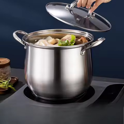 Large Stainless Steel Stock high Pot - Ideal for Soups, Stews, and More - Durable, Easy to Clean - Essential Kitchen Gadget LIJI