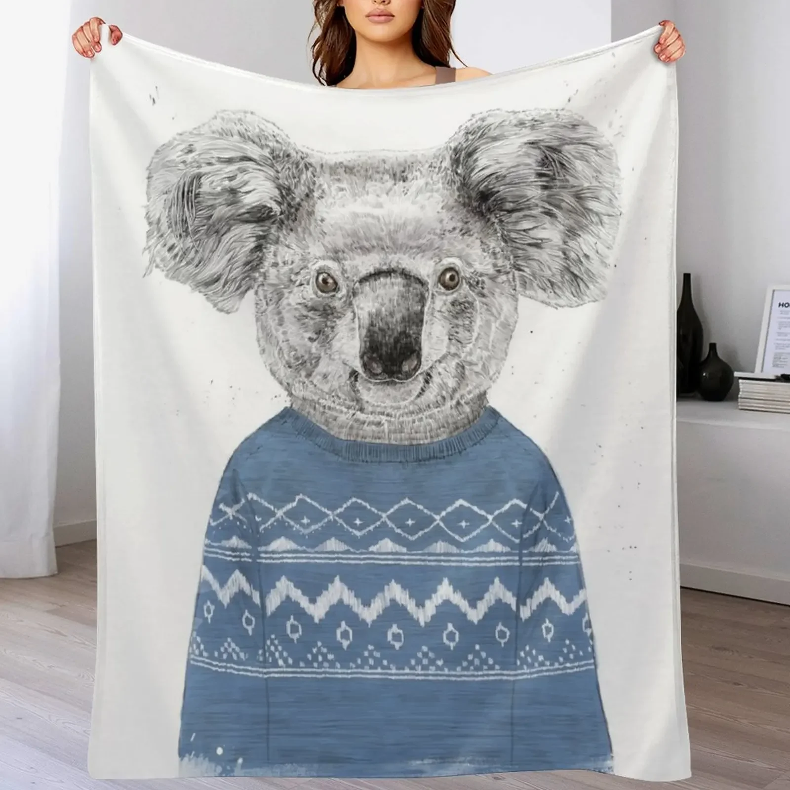

Winter koala Throw Blanket Warm Flannel Blanket for Couch Chair Bedroom