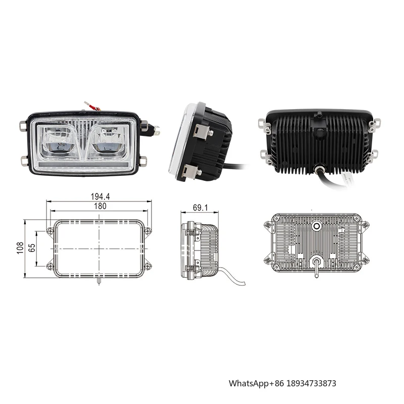 ECE R149 John Dee-re Tractor 3 X 5 ''المصباح الأمامي 6000K عالية منخفضة شعاع Led كشافات مع مصباح وقوف السيارات #2