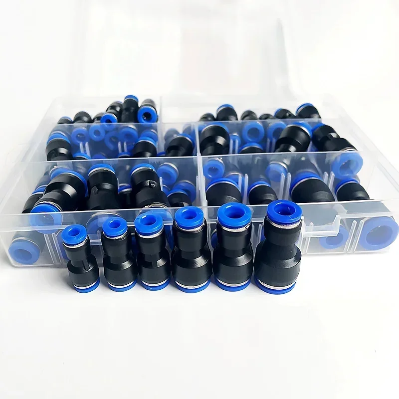 Boxed 61PCs PG 4mm 6mm 8mm 10mm 12mm Pneumatic Fitting PG8-6 PG10-8 PG6-4 PG8-4 PG10-6 PG12-6 PG12-8 Air Pipe Connectors