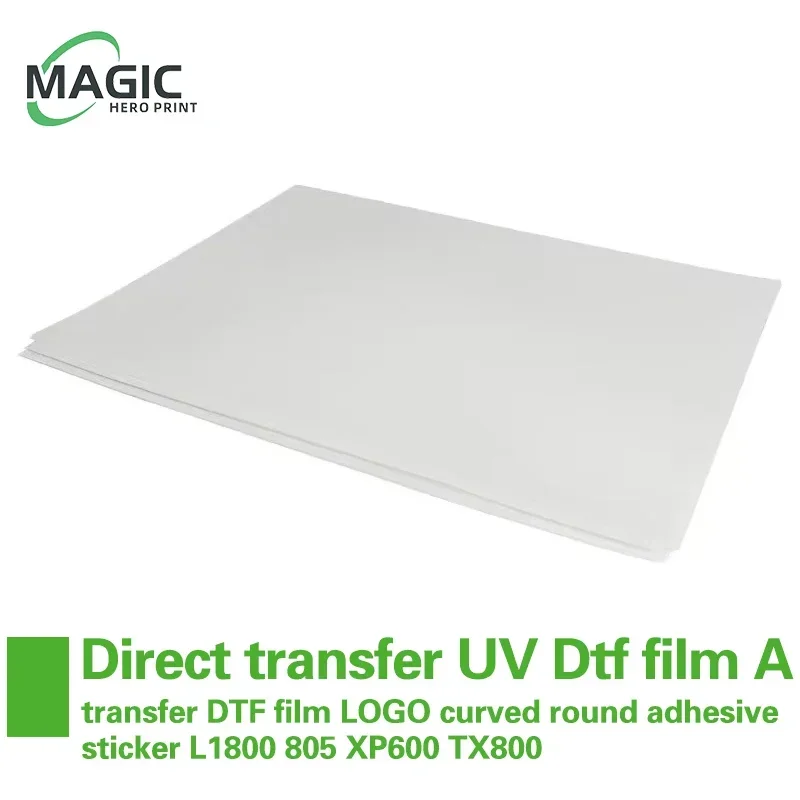 Uv dtf סרט 6090 4060 a3 a4 uv מדפסות עמיד למים dtf סרט לוגו מעוקל דבק עגול מדבקה l1800 805 xp600 tx800