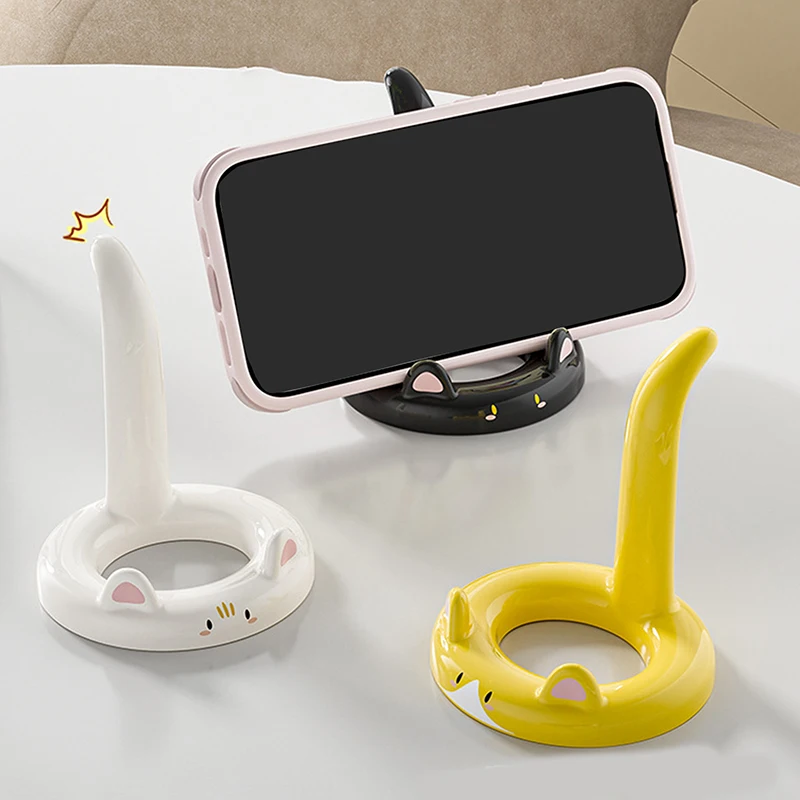 Can Be Used As A Decorative Ornament Cute And Sweet Cartoon Cat Mobile Phone Holder, Creative Desktop Mini Mobile Phone Holder,