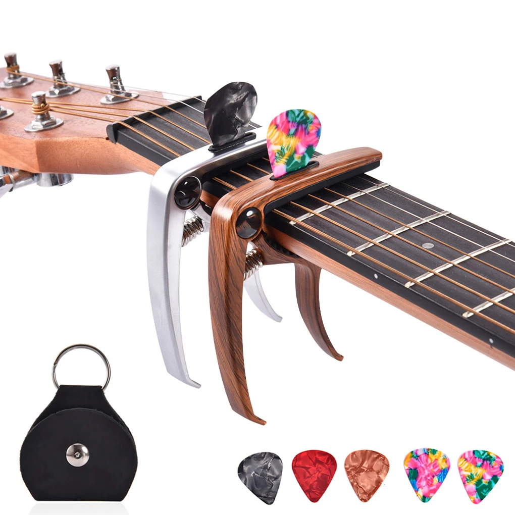 

Capo 5PCS Guitar Pick Acoustic Electric Classical Guitar Pick Holder Alloy Guitar Capo Clip Guitar String Clamp