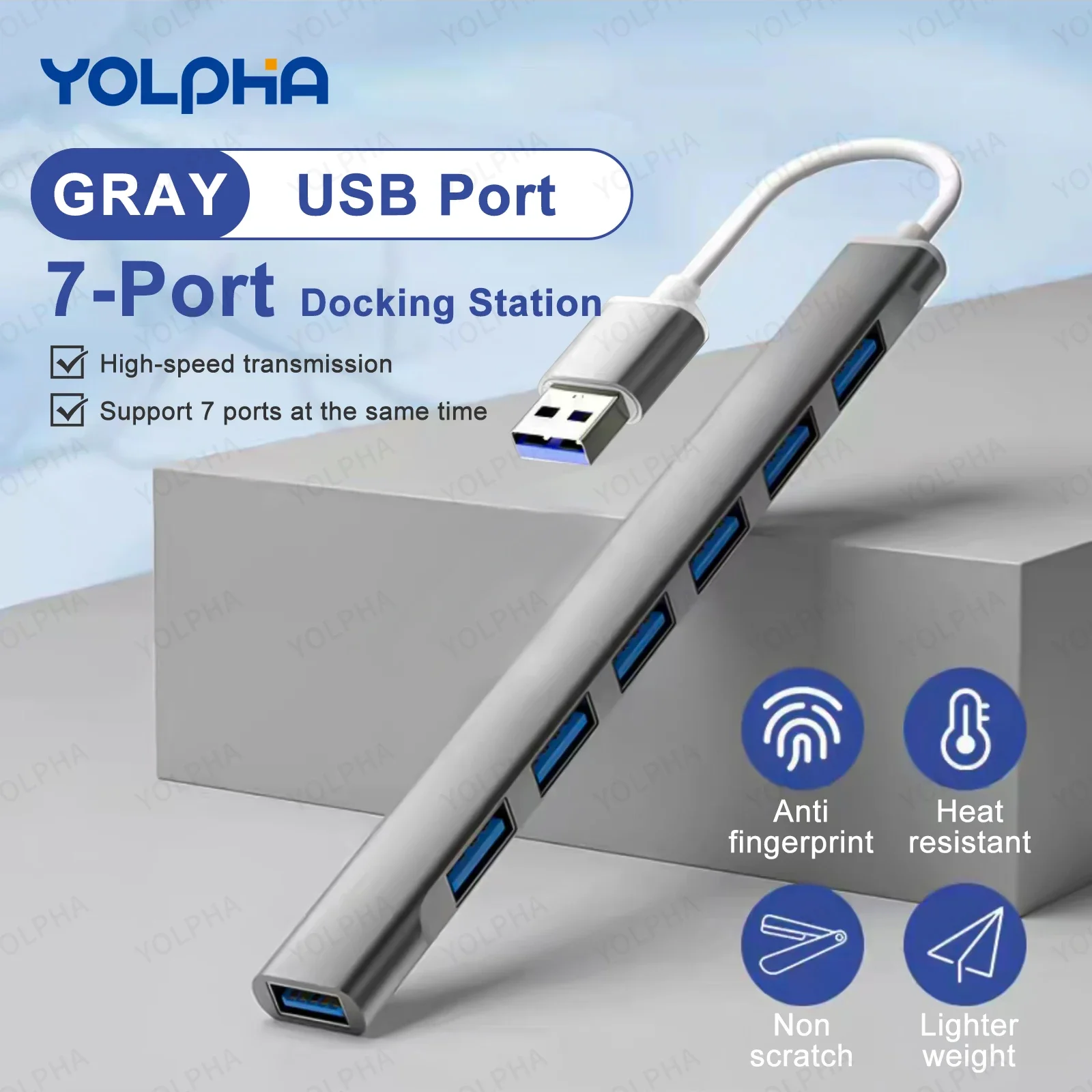 PC 컴퓨터용 USB 3.0 허브, USB C 타입 허브, 멀티 스플리터, 멀티 포트, USB A 허브 포트, 7 포트, 고속 5Gbps, 2.0 허브 