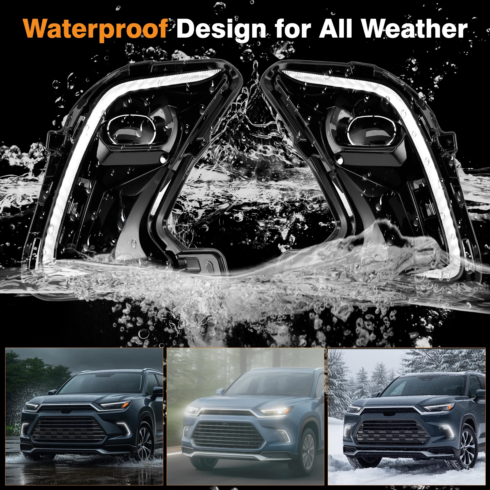 

For Toyota Grand Highlander 2024 -2025 Car LED Daytime Running Light 52127-0E250 52128-0E250 52127-0E240 52128-0E240 Left&Right