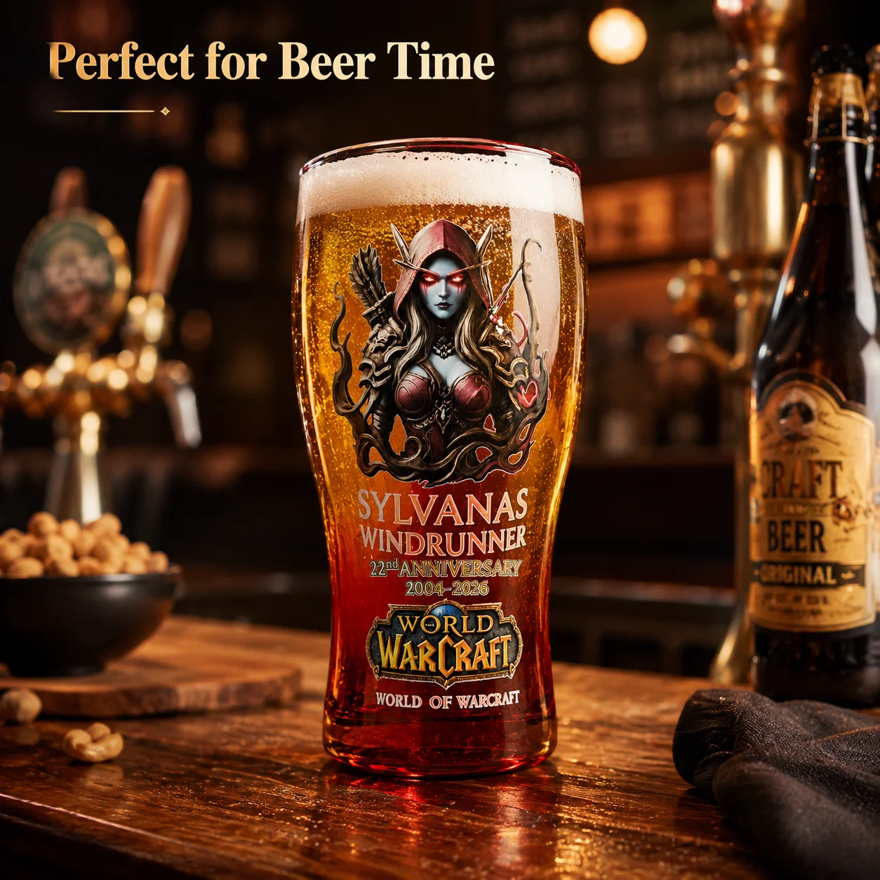 Copo de Vidro World of Warcraft Sylvanas Windrunner, Caneca de Cerveja da Rainha Banshee para Decoração de Festa, Presente Colecionável para Fãs de WoW