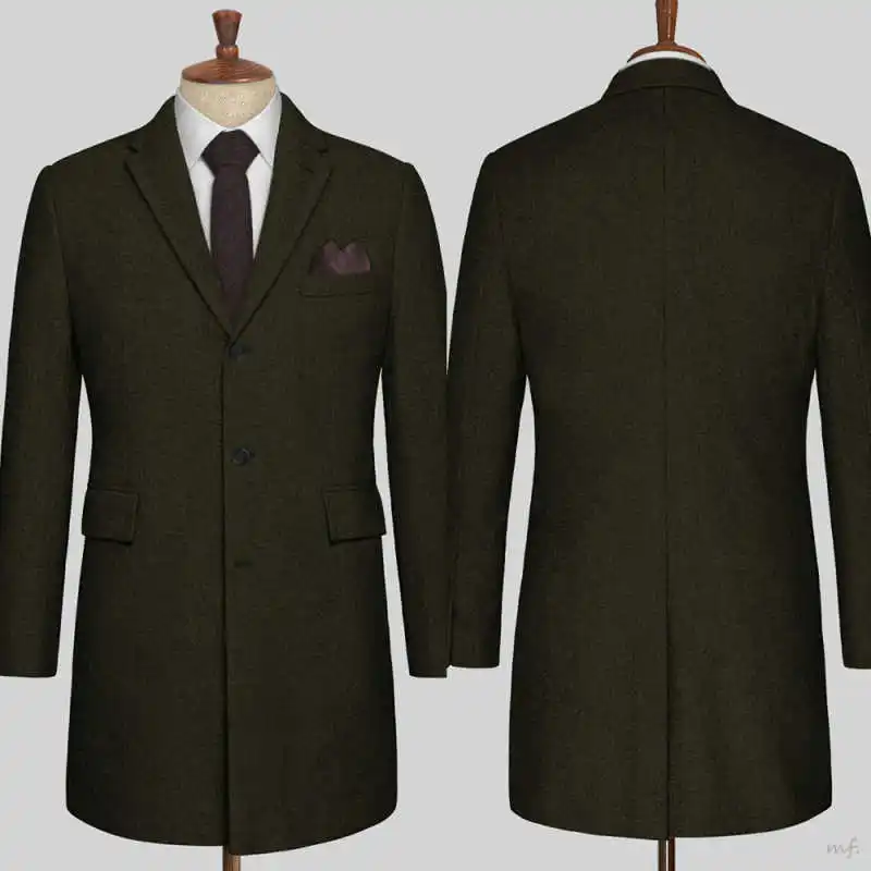 เสื้อโค้ทขนสัตว์ผู้ชายทรงหลวมแบบลำลอง ดีไซน์ทันสมัย หนาพิเศษ กระดุมแถวเดียว แบบยาว สั่งตัดได้ ใส่ได้ทั้งแบบลำลองและเป็นทางการ อุ่นสบาย