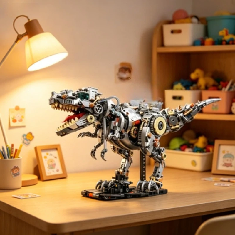 MOC Technical Mechanical Tyrannosaurus Rex Building Blocks, Creative Dinosaur DIY Assemble Model, Elegant Desktop Ornament,Party