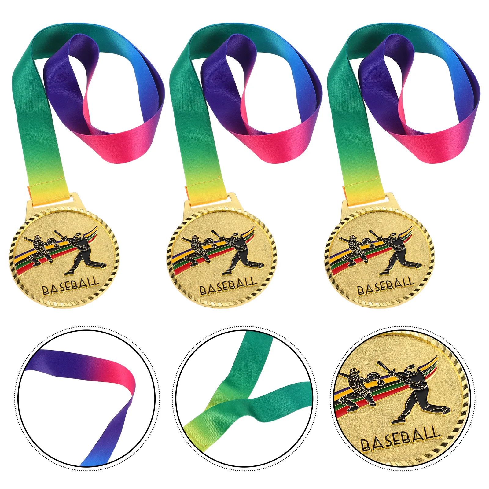

3Pcs Baseball Gold Medals Sturdy Metal Sports Awards for Kids Adults Sports Day Competition Prizes Kids Baseball Awards