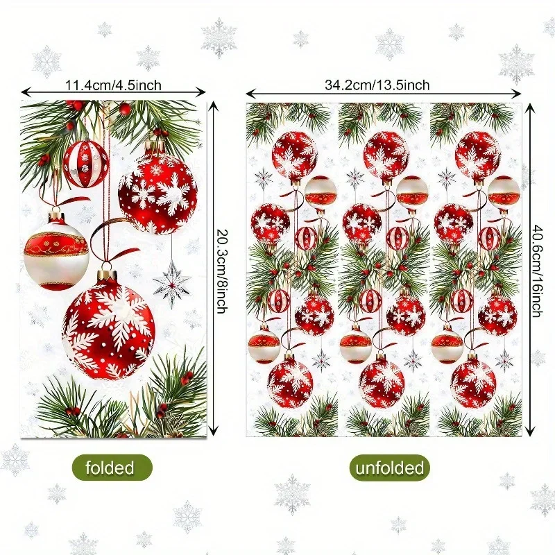 Horaldaily Weihnachts-Einweg-Papier-Servietten, Weihnachtskugeln für Party, Mittagessen, Abendessen, Küche, Badezimmer, Party-Tissue – Detail 6
