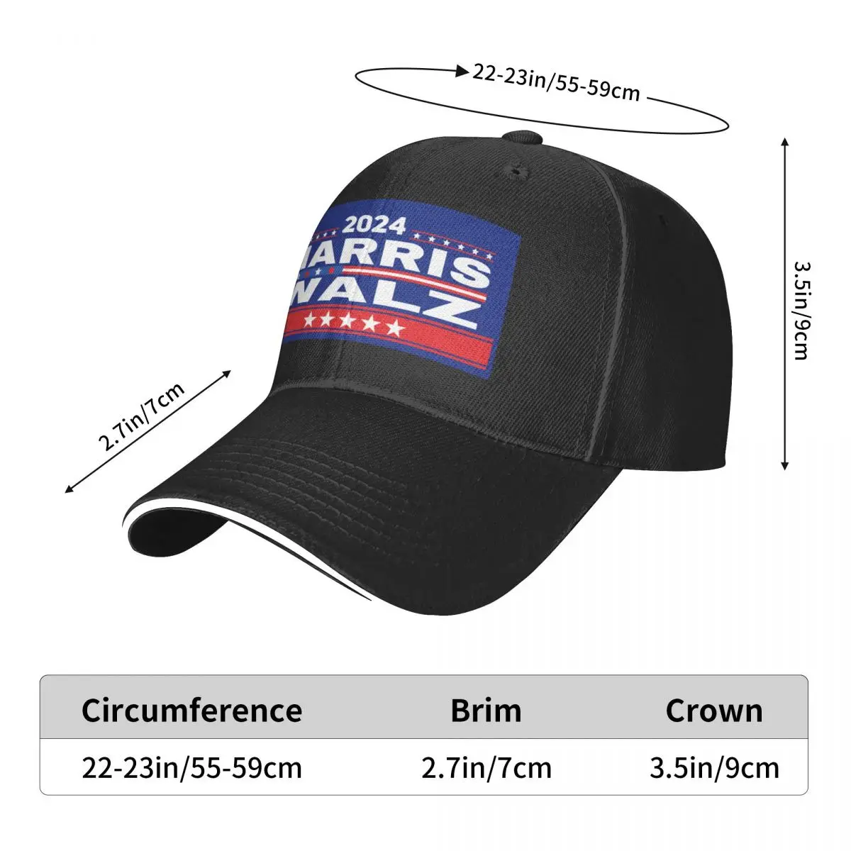 Kamala Harris Walz 2024 Outfit Unisex-Stil Baseball mützen Mützen Hut lässig Outdoor-Workouts Hysterese nhut