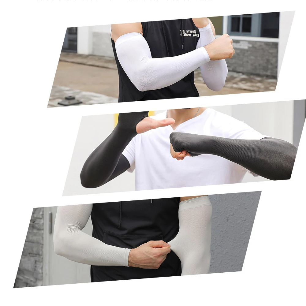 Men Cycling Arm Sleeves Outdoor Sport Arm Warmers Summer Running UV Protection Sunscreen Bands Breathable Anti-Sunburn Sleeves