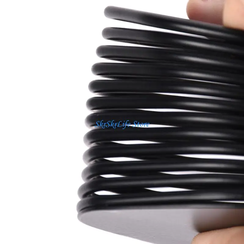 

E65E Square Metal Spring Pen Cup Space Saving Desktop Pen Organiser with Anti Slip Base For School Office Supplies