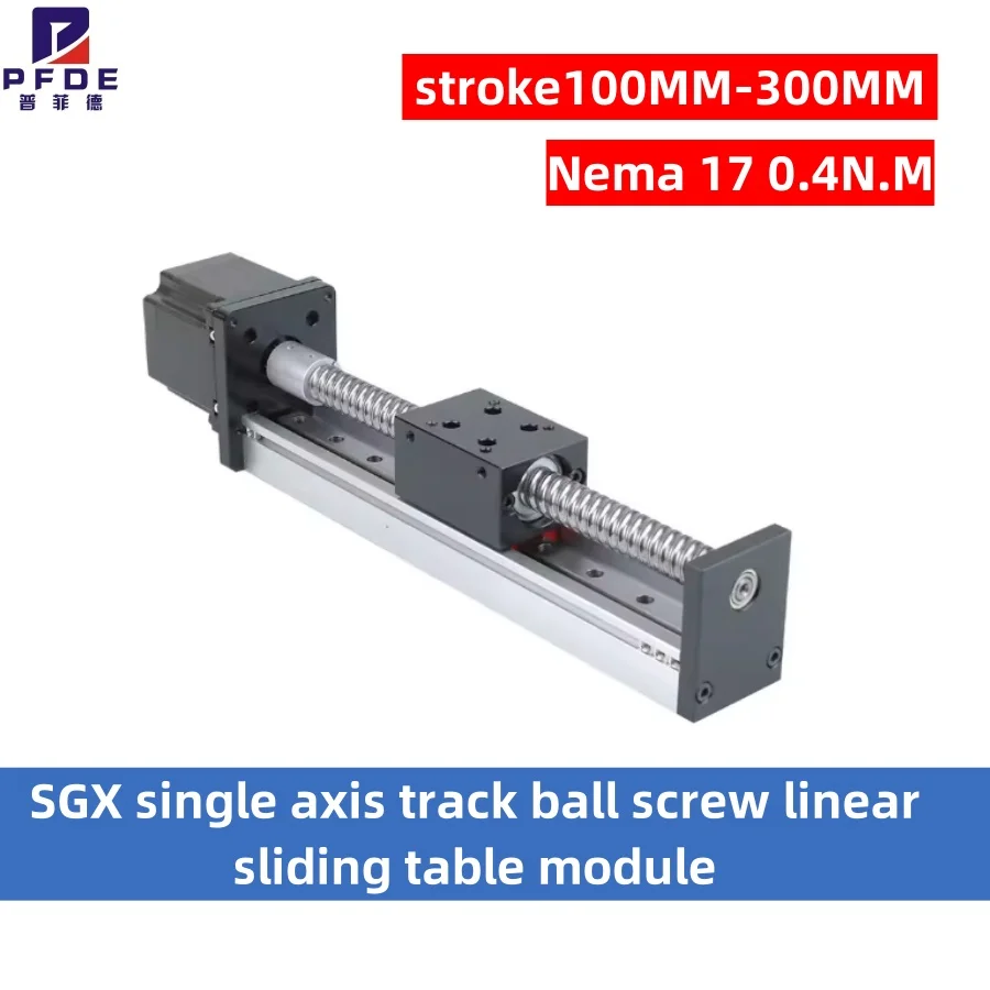 SGX Single Axis Track Ball Screw Linear Sliding Table Module with Nema 17 0.4N.M Motor Sworktable Stroke 100MM-300MM Set