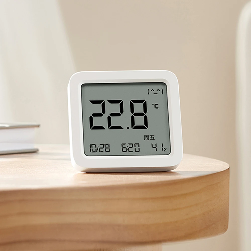 ميزان حرارة Xiaomi Mijia بلوتوث 3، شاشة LCD كبيرة لاسلكية، مقياس حرارة رقمي للرطوبة يعمل مع تطبيق Mijia مع البطارية