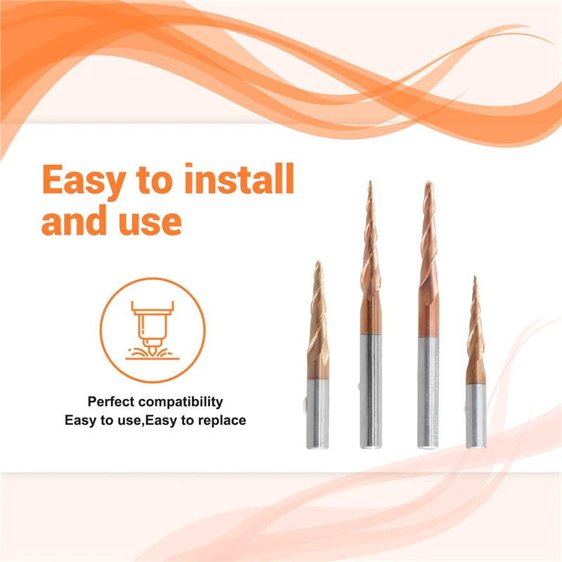 

A83I-4PCS Carbide Spiral Tapered Ball Nose End Mill 6Mm Shank Router Bit Woodworking CNC Carving Bits Wood Milling Cutter