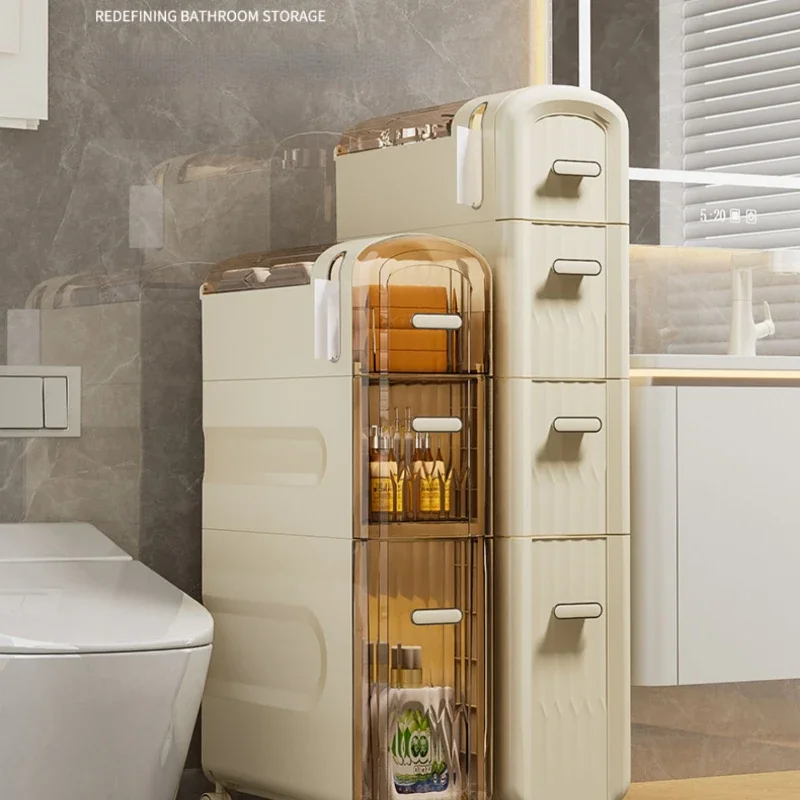 Bathroom Narrow Slit Storage Cabinet: Drawer Type Plastic Organizer, Multi-Layer Storage for Toilet Gap, Home Organization