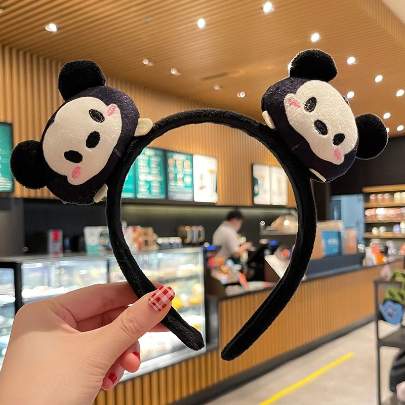 Disney Q-Version Ears Headband Girl Winnie The Pooh Double Headed Women Hairbands Mickey Minnie Headwear Kids Birthday Xmas Gift