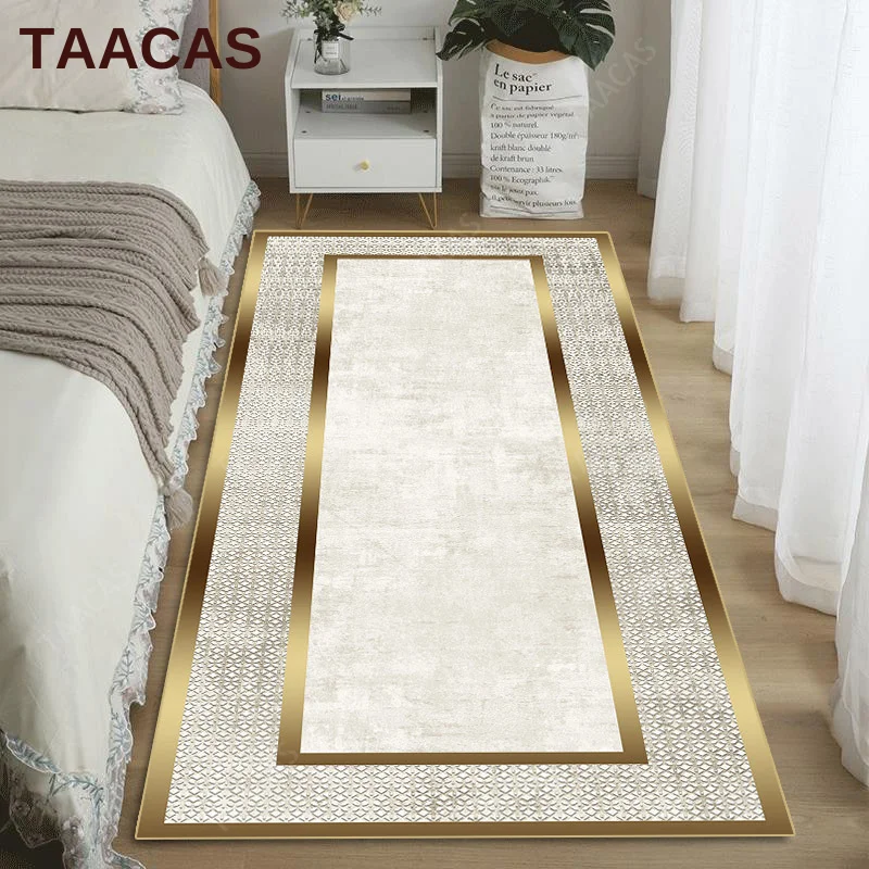 Gold Carpet Luxury Rug For Bedroom Runner Long Hallway Carpet Rectangle Border Modern Decoration Home Bedside Kitchen Floor Mat