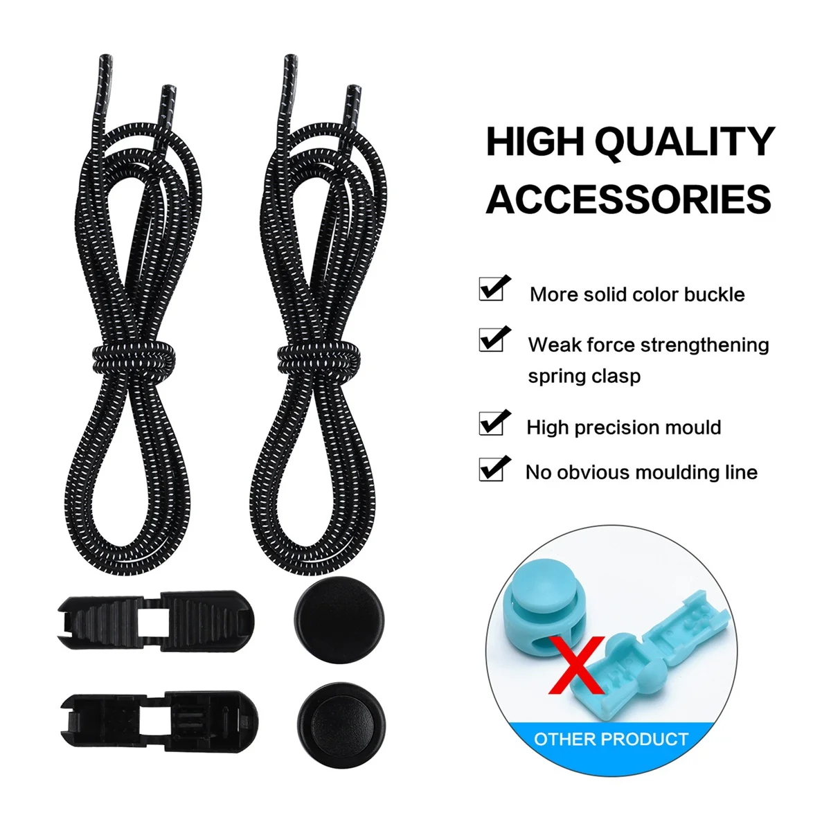 AB08-5 Pair Reflective Elastic Lock Shoe Laces Elastic Cord Sports Laces One Size Fits All Adult And Kids Shoes