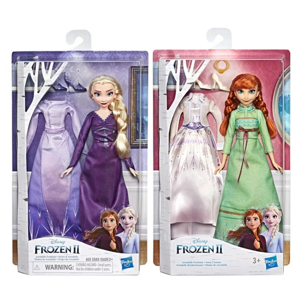 

Hasbro Disney Frozen 2 Arendelle Fashions Elsa Fashion Doll, 2 Outfits, Purple Nightgown and Dress Anna Green Dress Toy for Kids