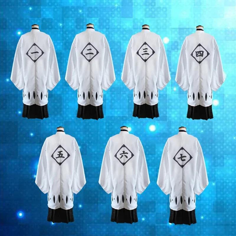 COSZTKHP 13 Number BLEACH White Haori Cosplay Costume From 1st to 13th Division Captain Long Cape Robe Short / Long Sleeve Cloak