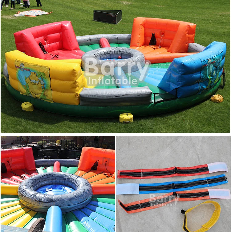 Aufblasbares Sportspiel Bungee Run Hippo Chow Down 6-Spieler Aufblasbare hungrige Hippos-Spiele für Erwachsene und Kinder zum Verkauf