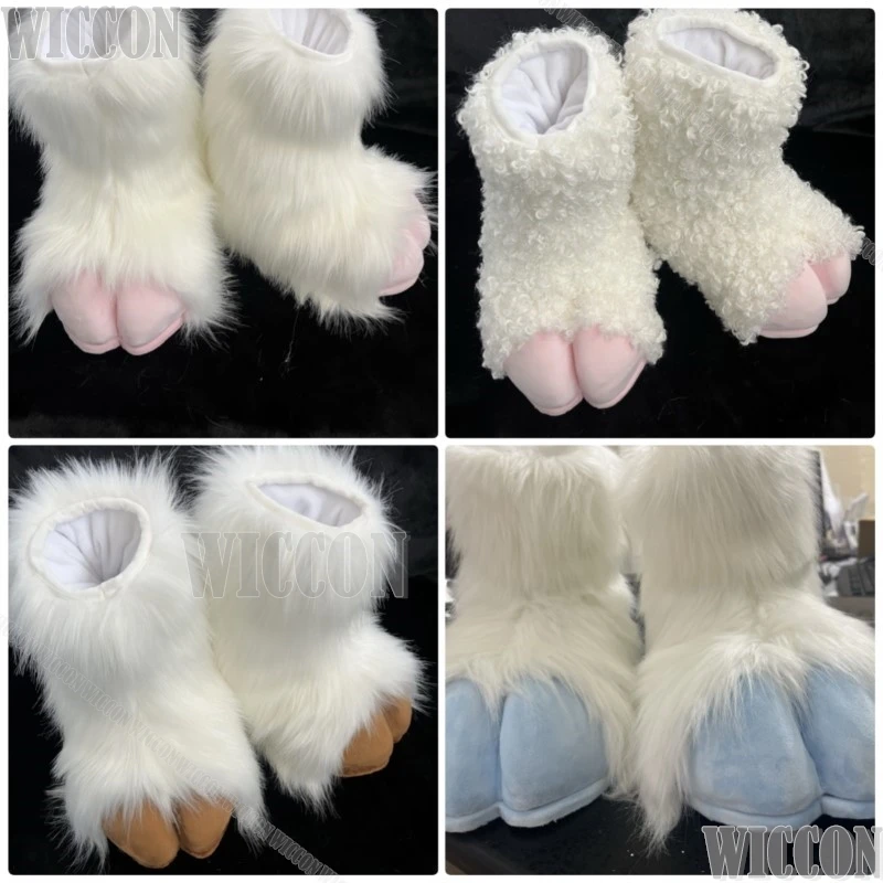 Furry Foot Cute Shoe Fursuit Kigurumi Kig Cosplay Animal Beast Foot Multicolor Furred Costume Gift Holloween Roleplay Customized